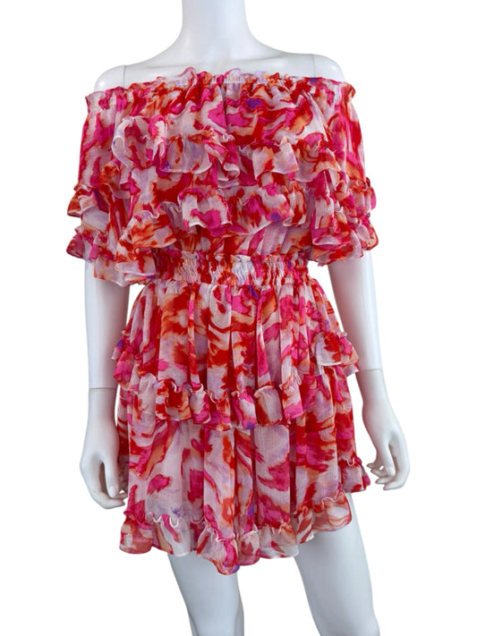 MISA Pink Maldive Marble Isella Mini Dress Size S Dress