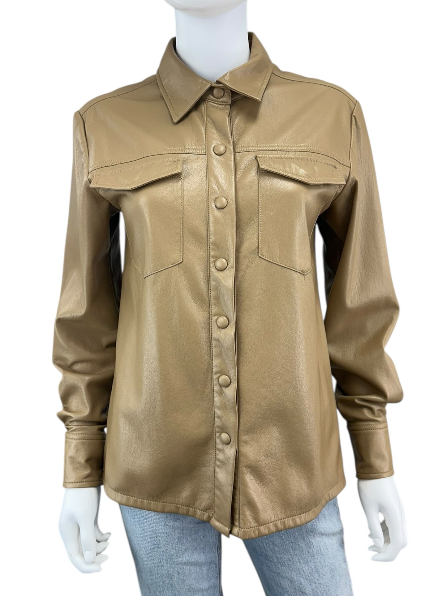 GOOD AMERICAN Tan Pleather Jacket- Casual Size S