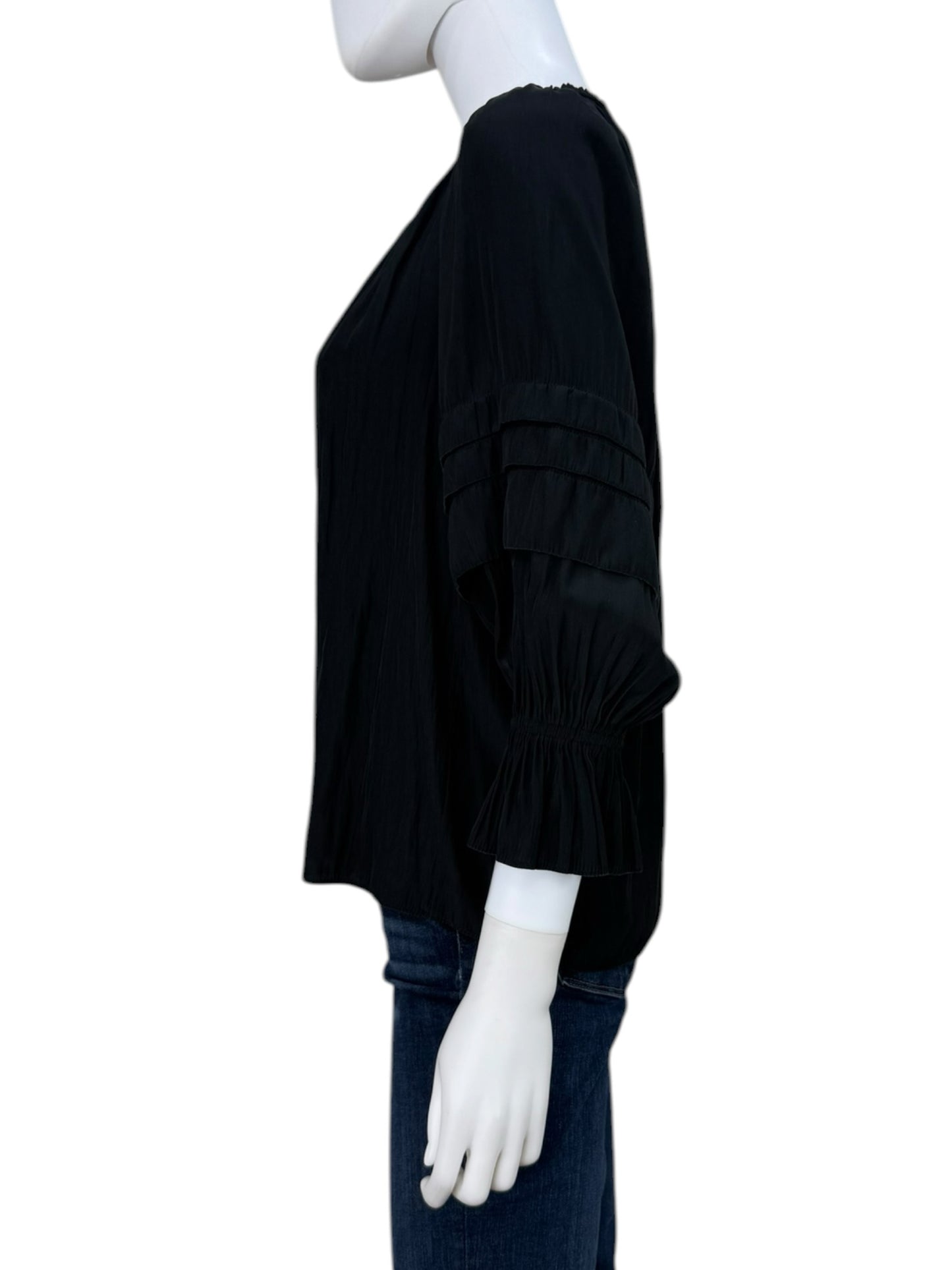 RAMY BROOK Black Satin Blouse Size XS