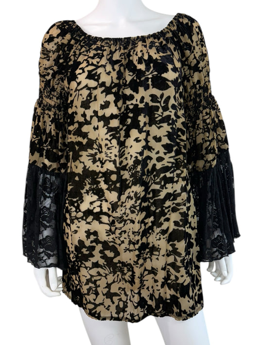 Joseph Ribkoff Black Velvet Burnout Tunic Size 8