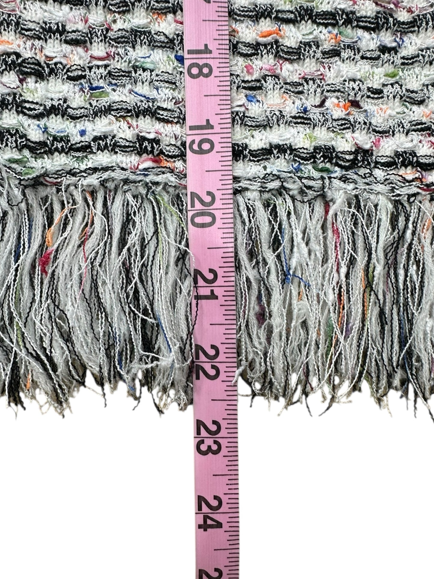 MILLY Tweed Fringe Trim Sweater Cardigan Jacket Size L