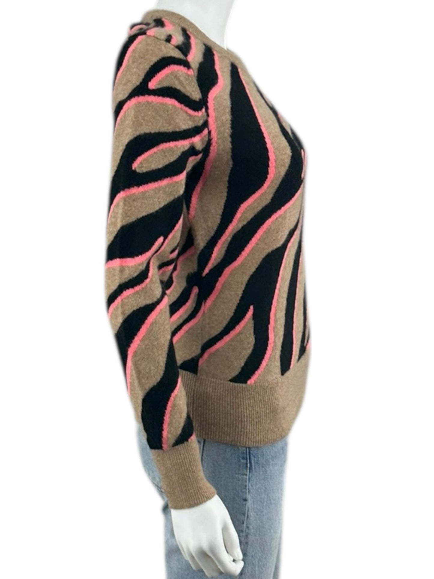 WHITE + WARREN 100% Cashmere Tiger Sweater Size M