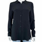 ecru 100% Silk Black Button-Down Shirt Size S