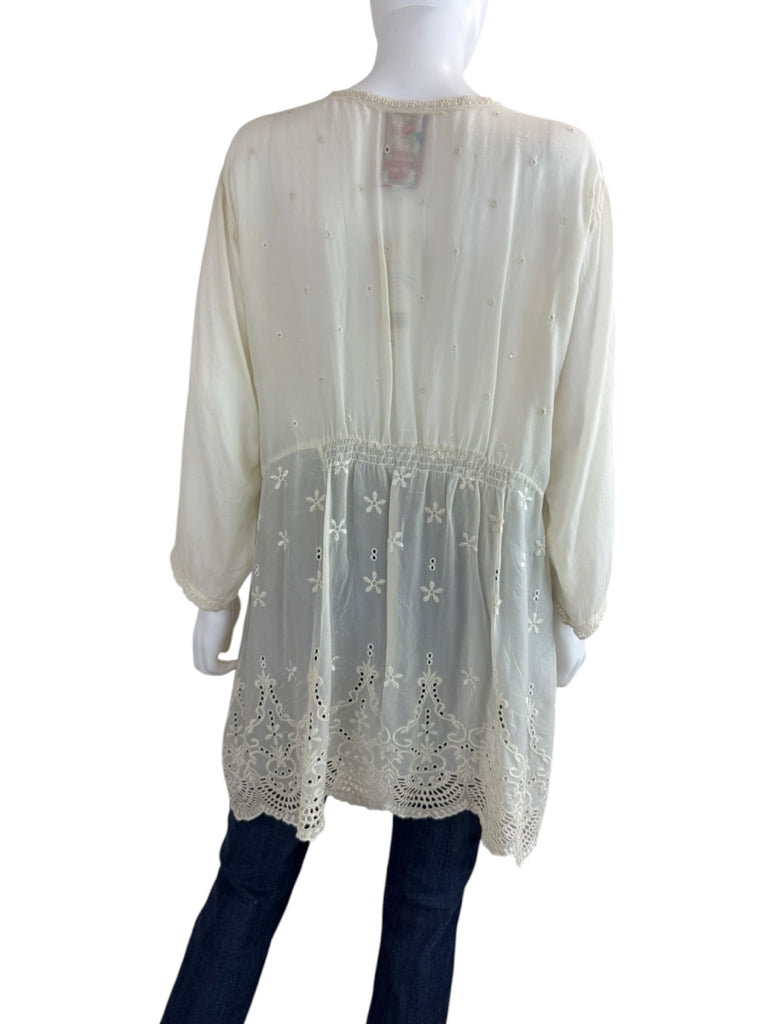 Johnny Was Ivory Embroidered Tunic Size L