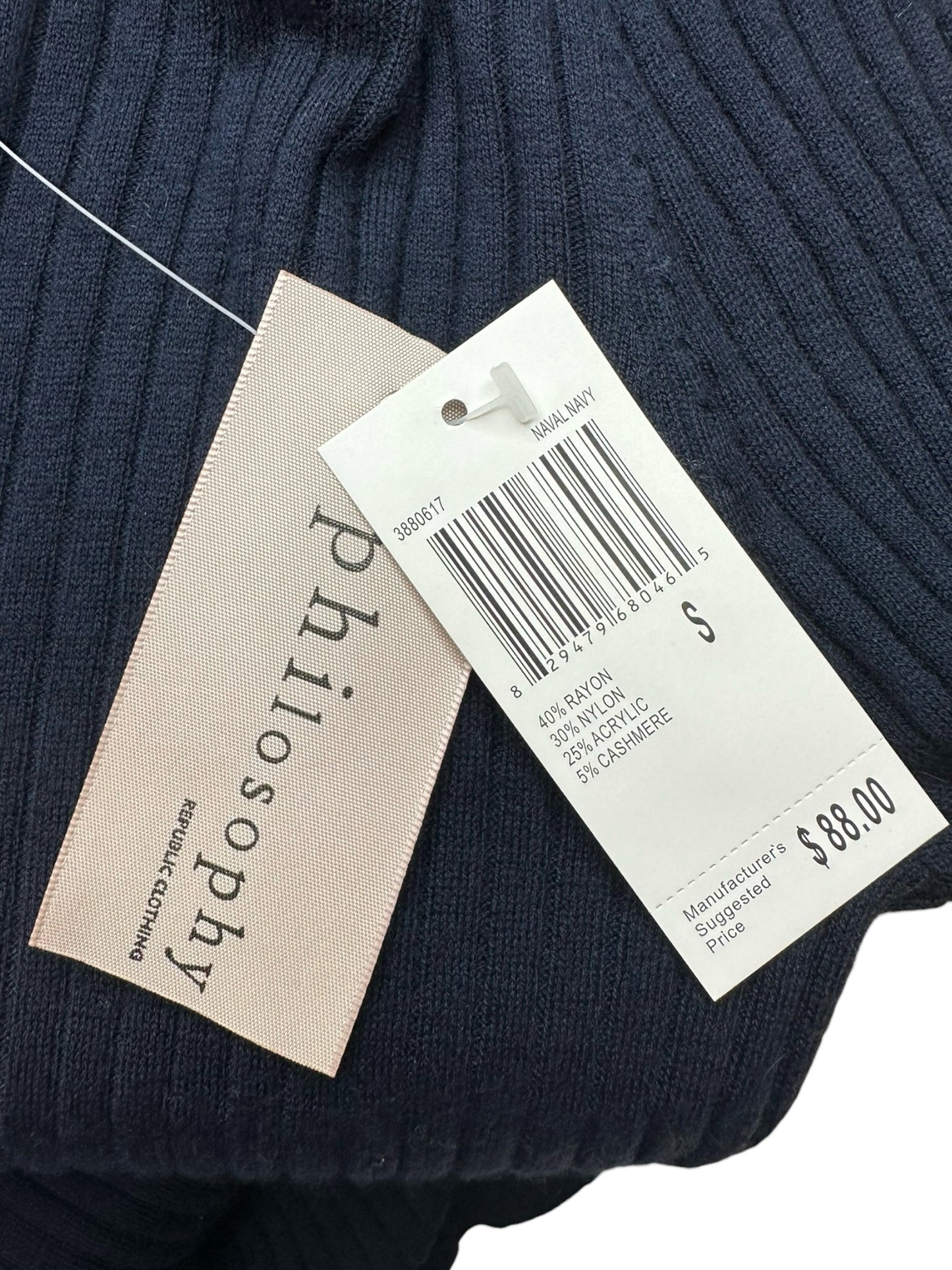 philosophy NWT Navy Ribbed Turtleneck Size S