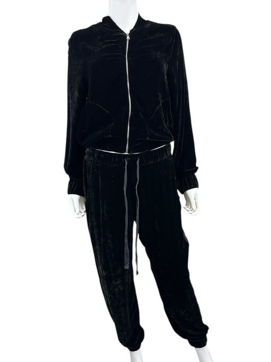 bella dahl Black Velvet Jogger Track Suit Set Size M