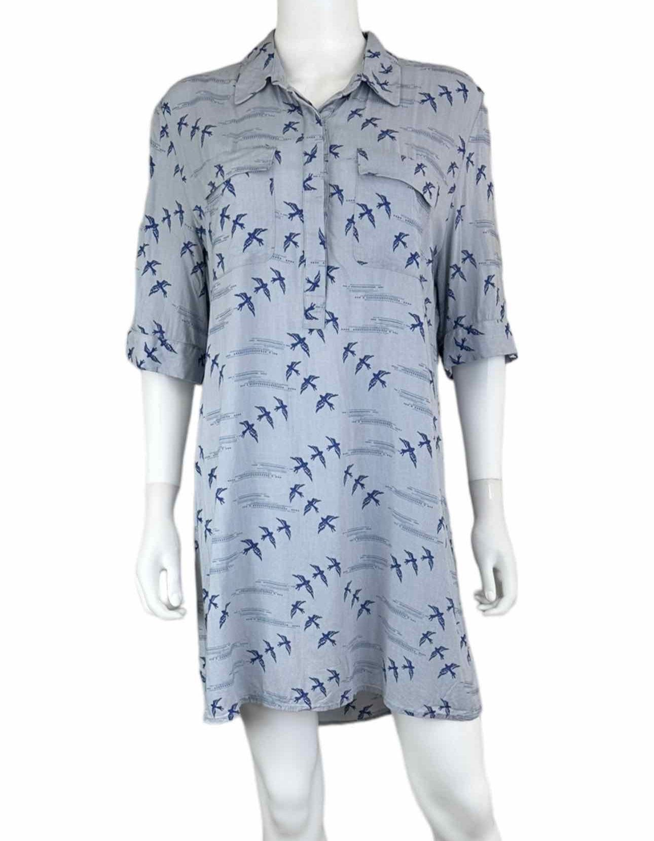 11.1.tylho Blue Bird Print Dress Size XL