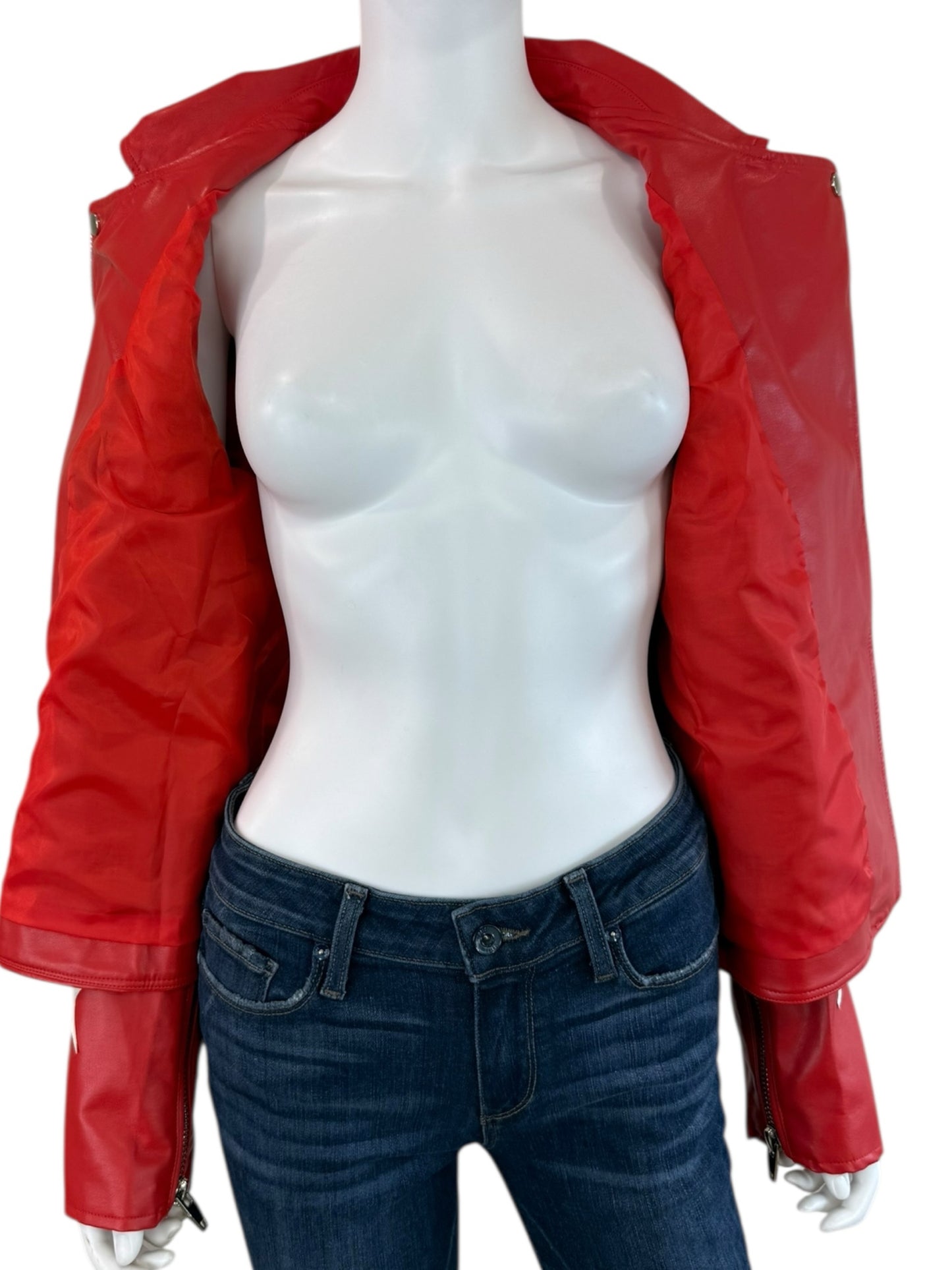 Buddy Love NWT Red Vegan Leather Joplin Star Moto Jacket Size L