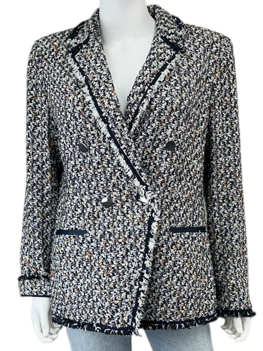 Lafayette 148 New York Devin Double Breasted Tweed Blazer Size 12