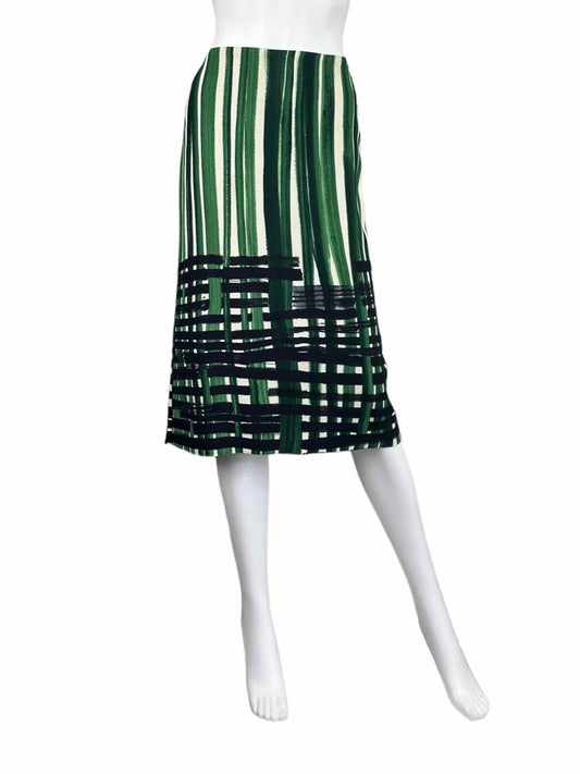 LAFAYETTE 148 NEW YORK Green Abstract Striped Skirt Size 12