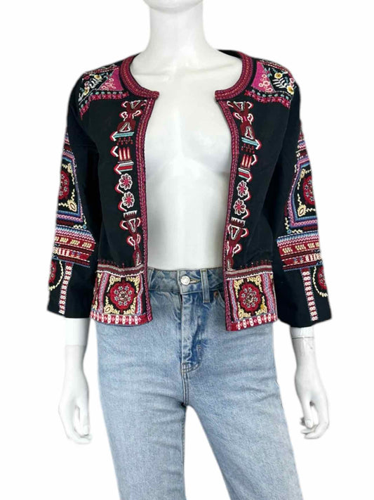 NWT Anthropologie Black Embroidered Jacket Size XS