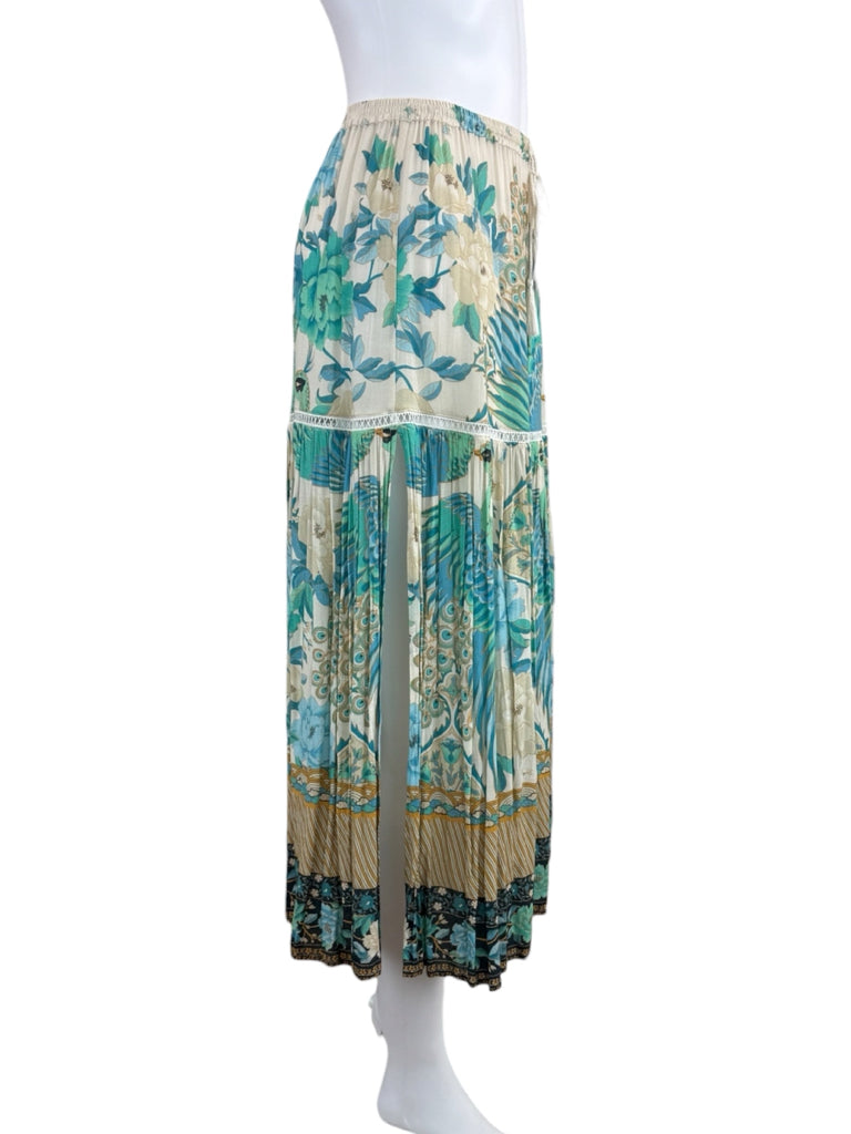 Spell & the Gypsy Cloud Dancer Floral Peacock Print Maxi Skirt Size XS