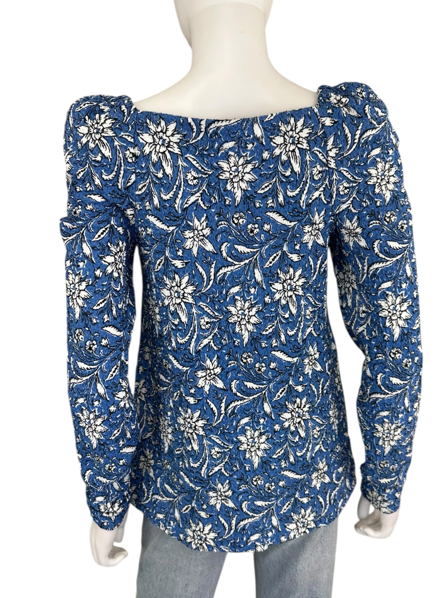 NWT LOFT Blue And White Floral Blouse Size S