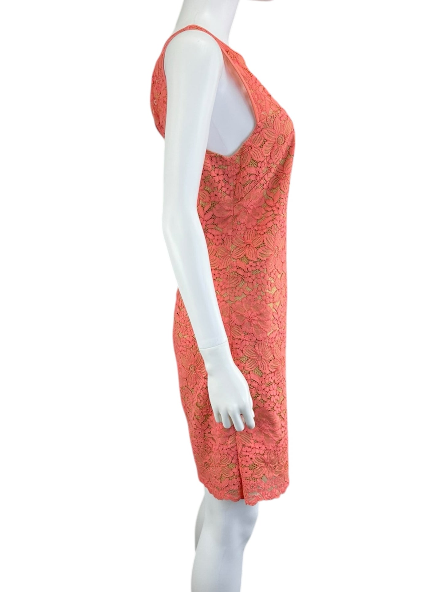 TRINA TURK Coral Lace Cocktail Dress Size 4