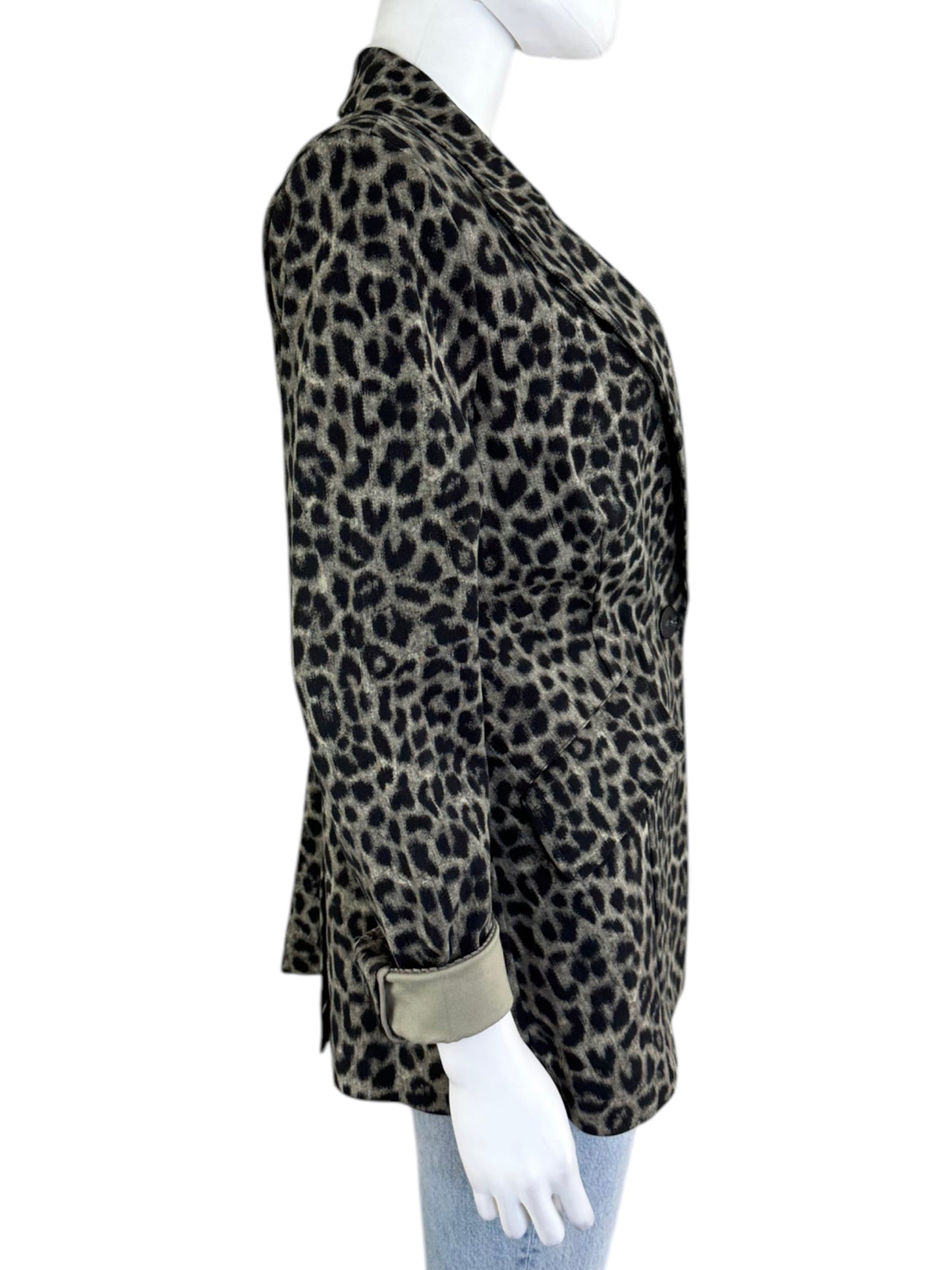 cabi Gray Leopard Blazer Size 8