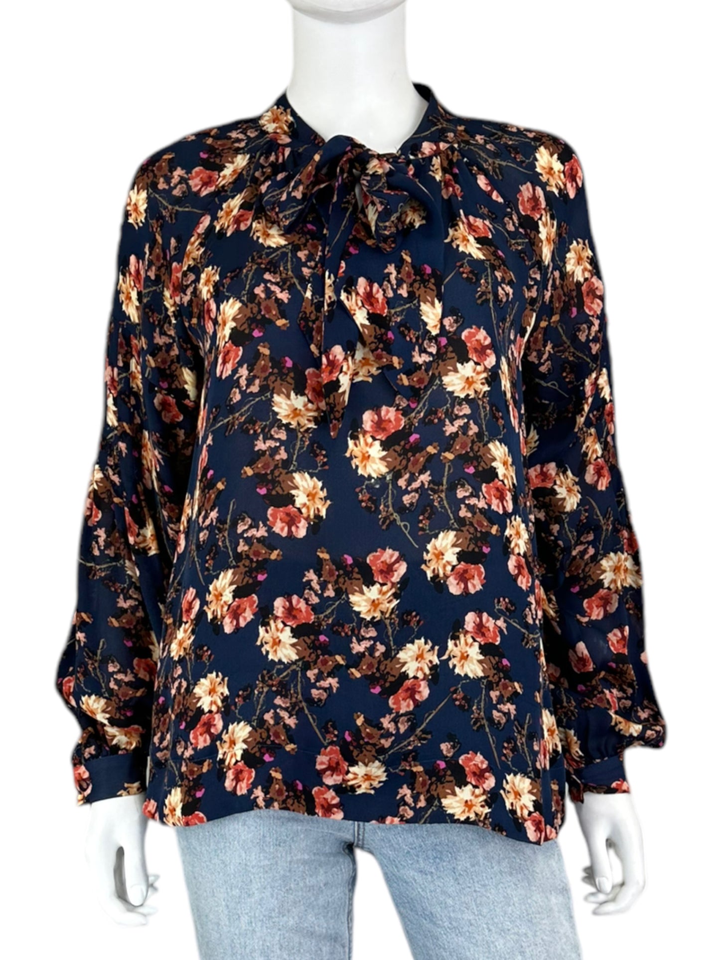 Gemma Navy Floral Blouse Size XS