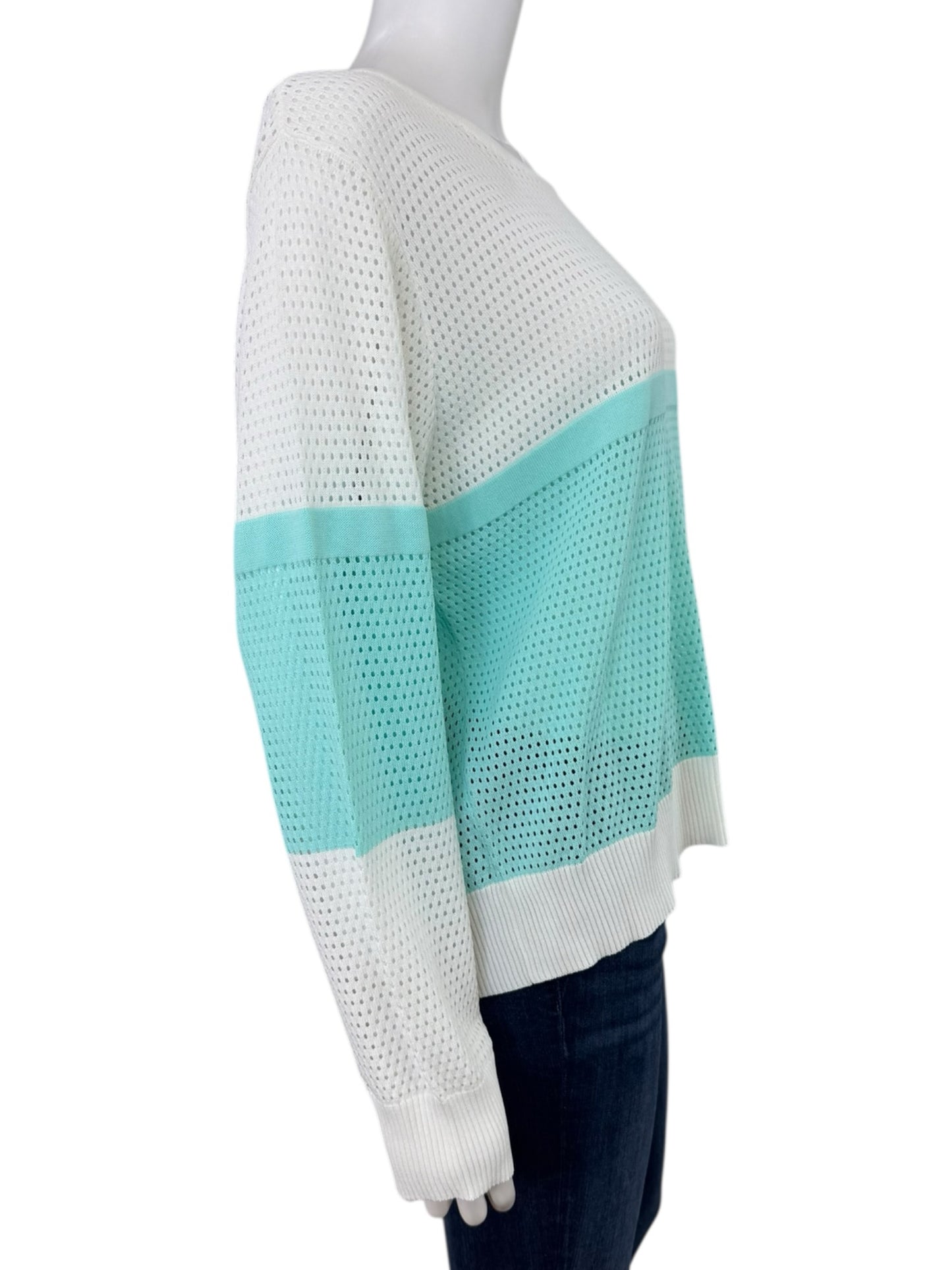 Aleeza Paris White And Teal Sweater Size 5X
