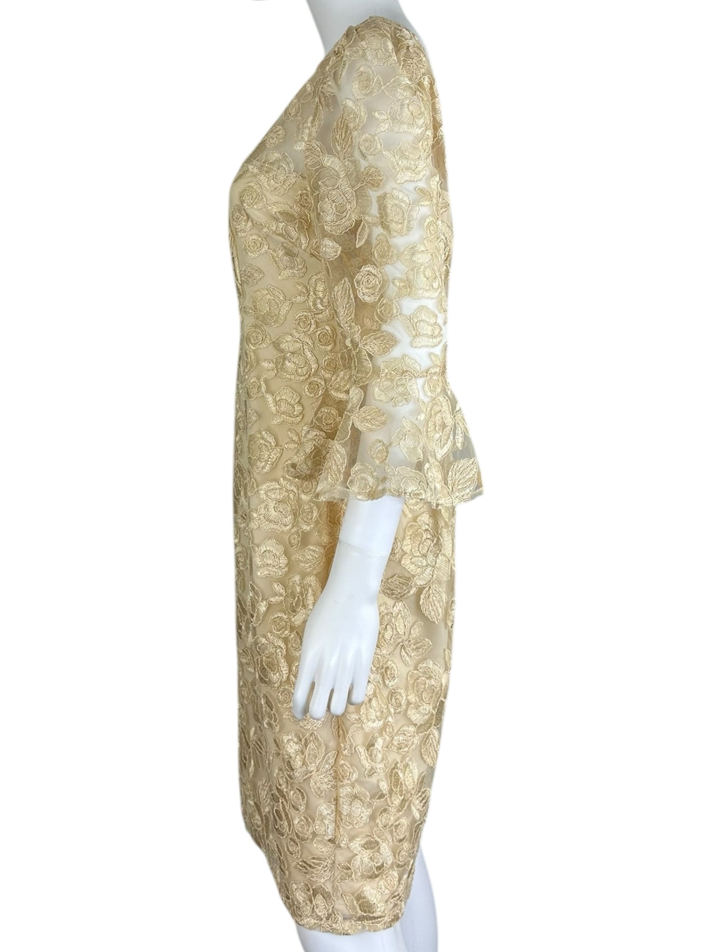 Adrianna Papell Cream Floral Lace Cocktail Dress Size 10