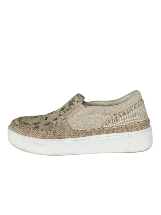 Johnny Was Tan Embroidered Cecilia Slip-on Sneakers Size 8.5