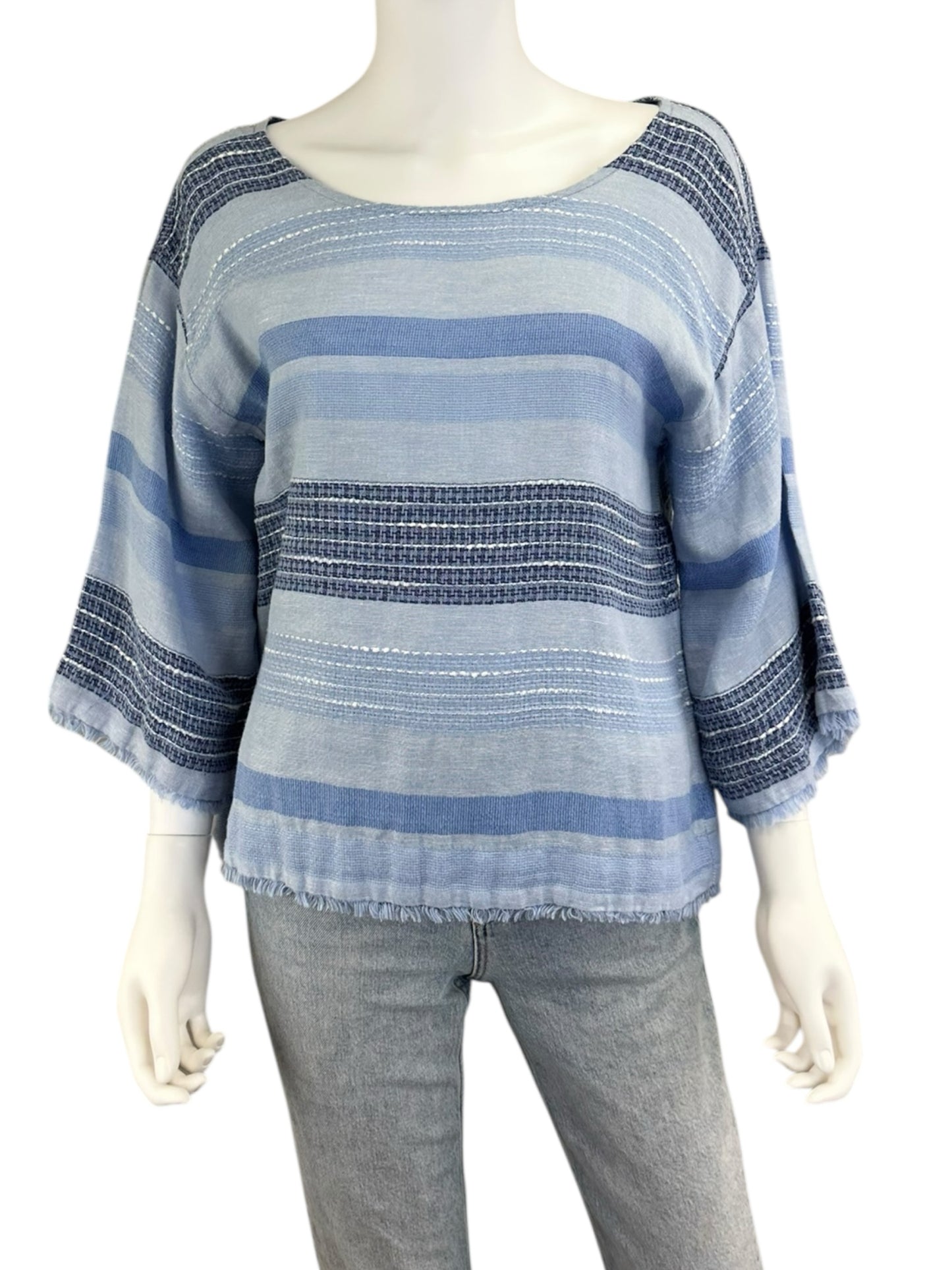bella dahl Blue Striped Top Size S