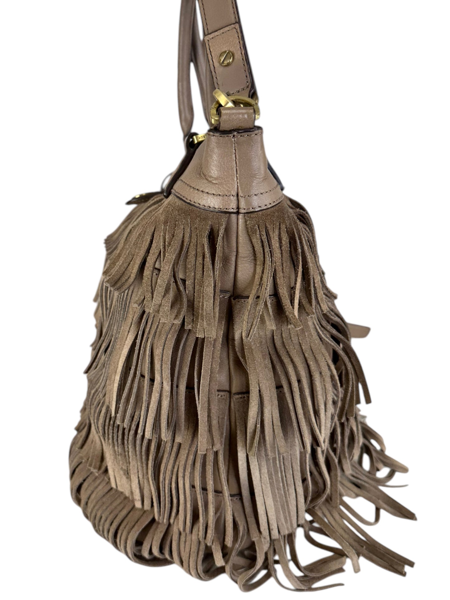 Tory Burch Brown Suede Fringe Designer Handbag