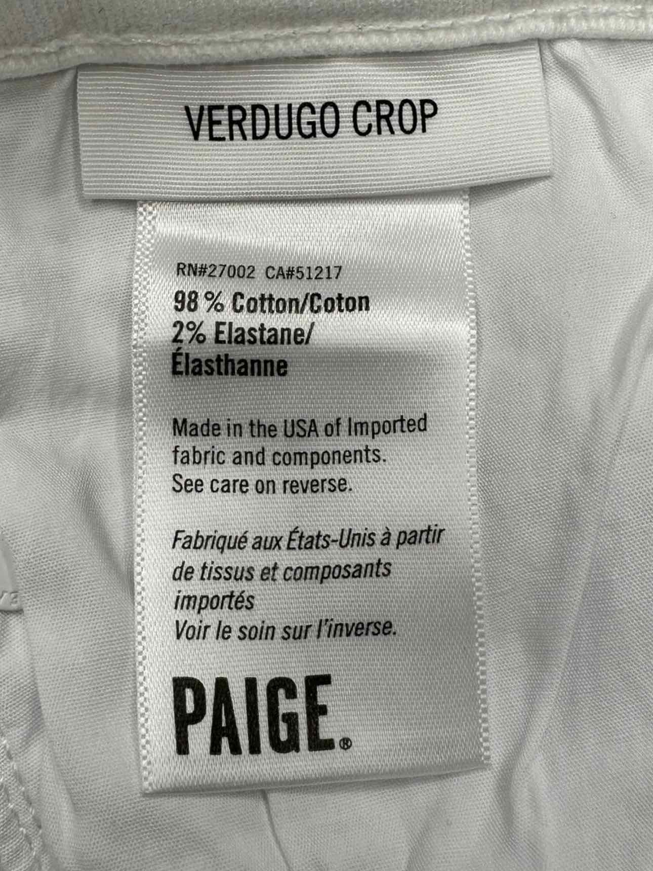 PAIGE White Verdugo Crop Jean Size 25