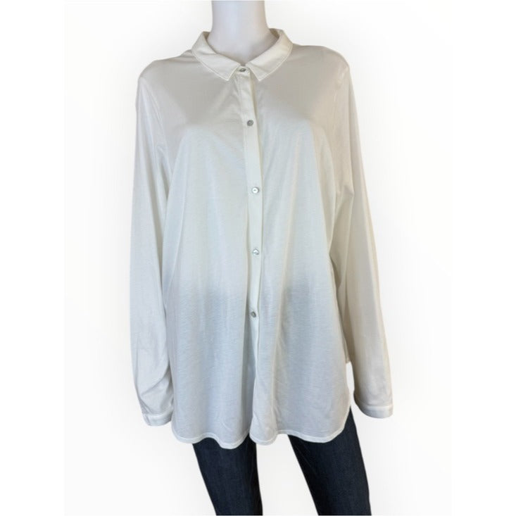 Eileen Fisher NWT White Organic Cotton Easy Jersey Shirt Size 3X