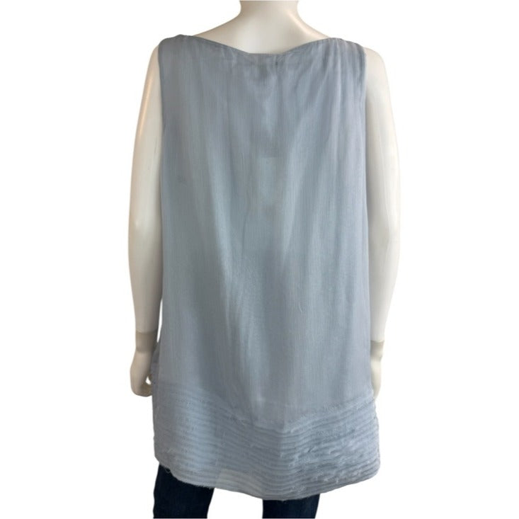 Eileen Fisher NWT Blue 100% Silk Tunic Tank Size XL