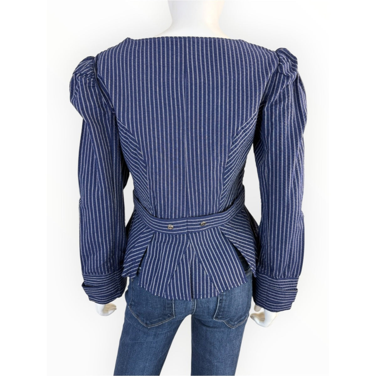 Free People NWT Navy Darcy Striped Peplum Jacket Size XS
