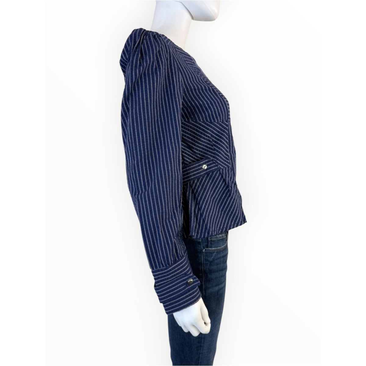 Free People NWT Navy Darcy Striped Peplum Jacket Size XS
