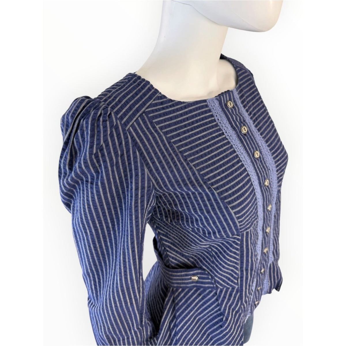Free People NWT Navy Darcy Striped Peplum Jacket Size XS