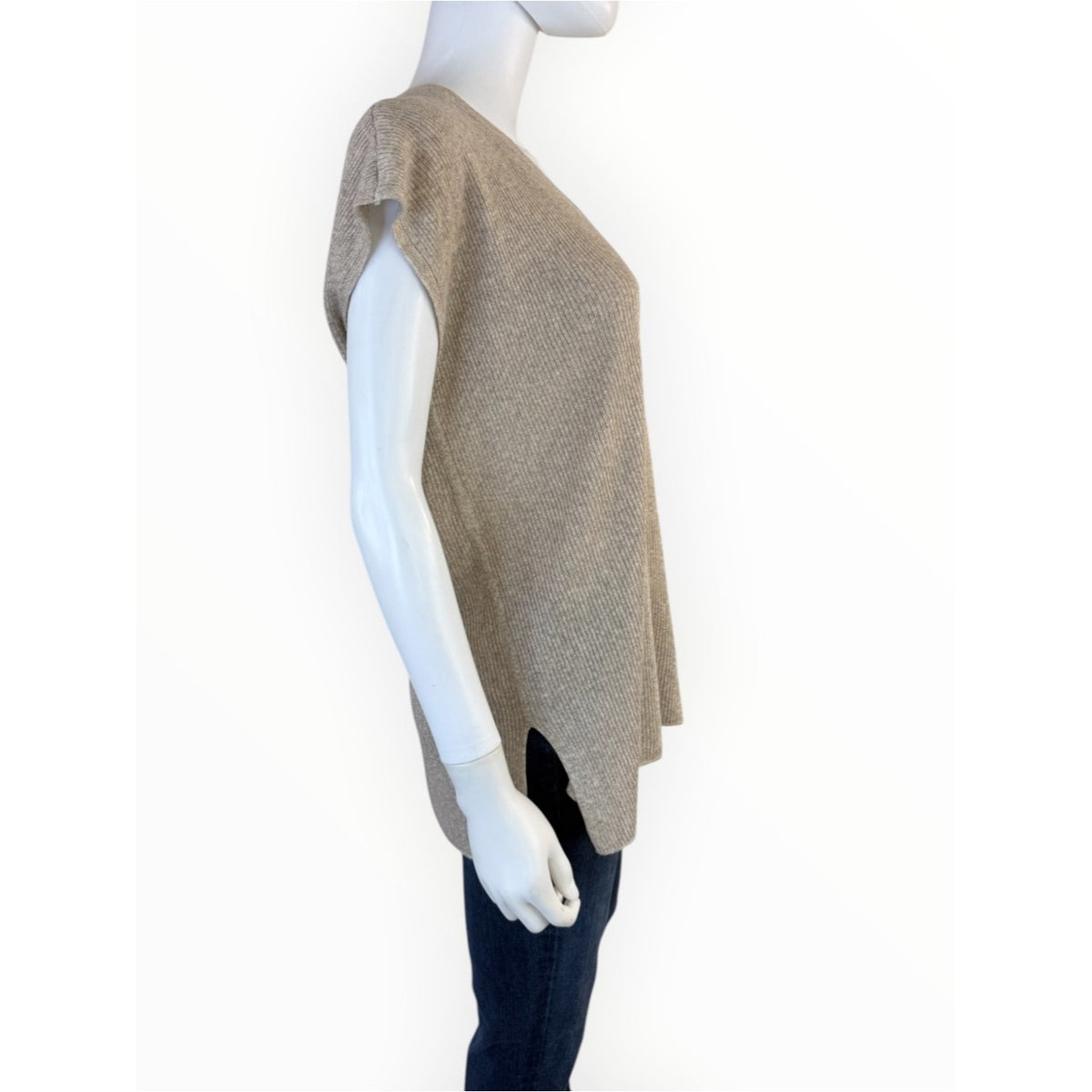 Eileen Fisher Beige Organic Linen Delave V-Neck Top Size S