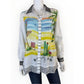 John Mark Beach Novelty Print Button Front Tunic Blouse Resort Size S
