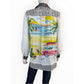 John Mark Beach Novelty Print Button Front Tunic Blouse Resort Size S