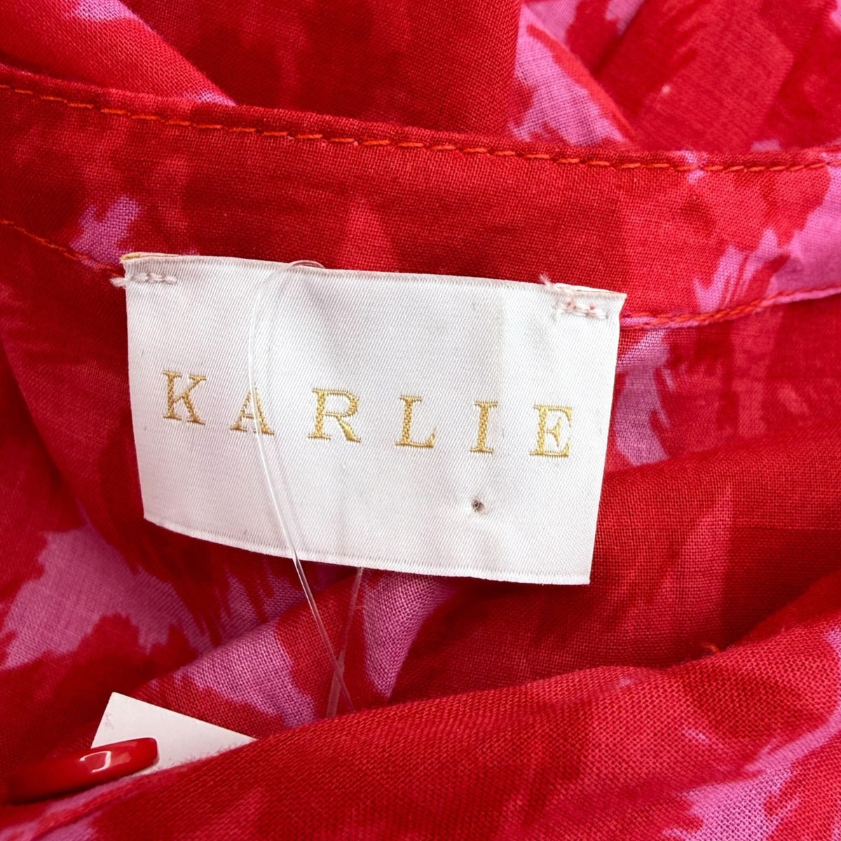 Karlie Red Floral Maxi Dress With Flutter Sleeves And Tiered Skirt Size S