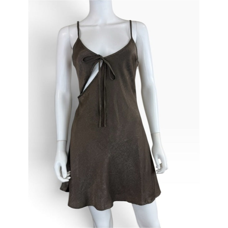 Princess Polly NWT Brown Linger Cutout Bias Minidress Size 4