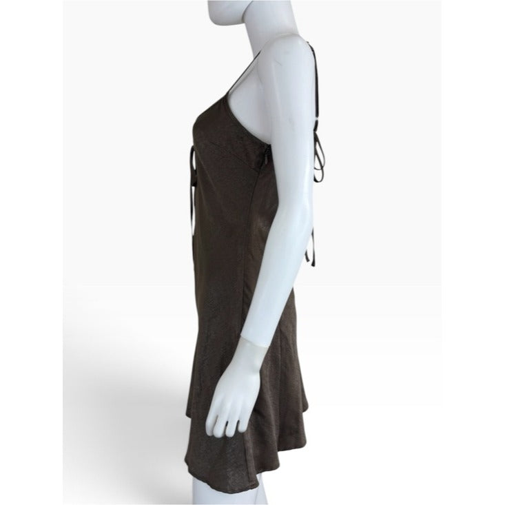Princess Polly NWT Brown Linger Cutout Bias Minidress Size 4