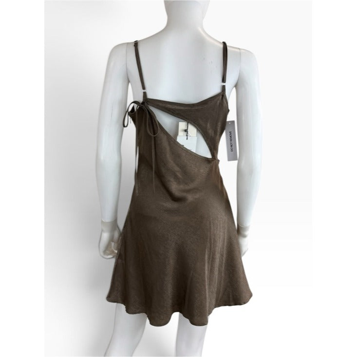 Princess Polly NWT Brown Linger Cutout Bias Minidress Size 4