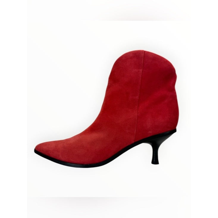 Sigerson Morrison Red Suede Hayleigh Kitten-Heel Bootie Size 39.5