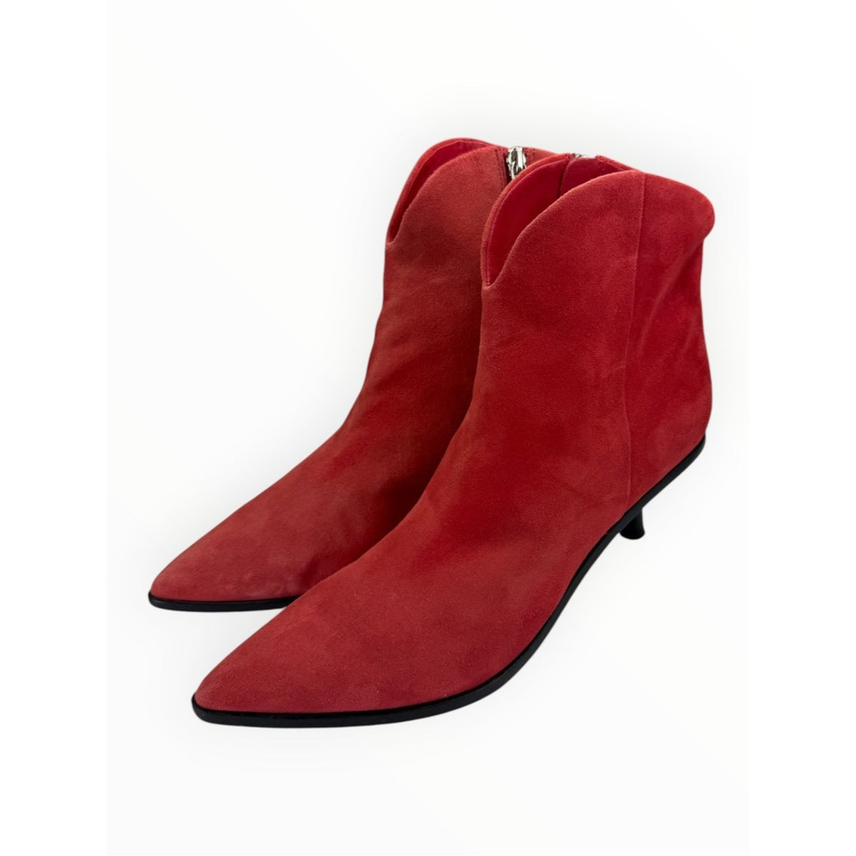 Sigerson Morrison Red Suede Hayleigh Kitten-Heel Bootie Size 39.5