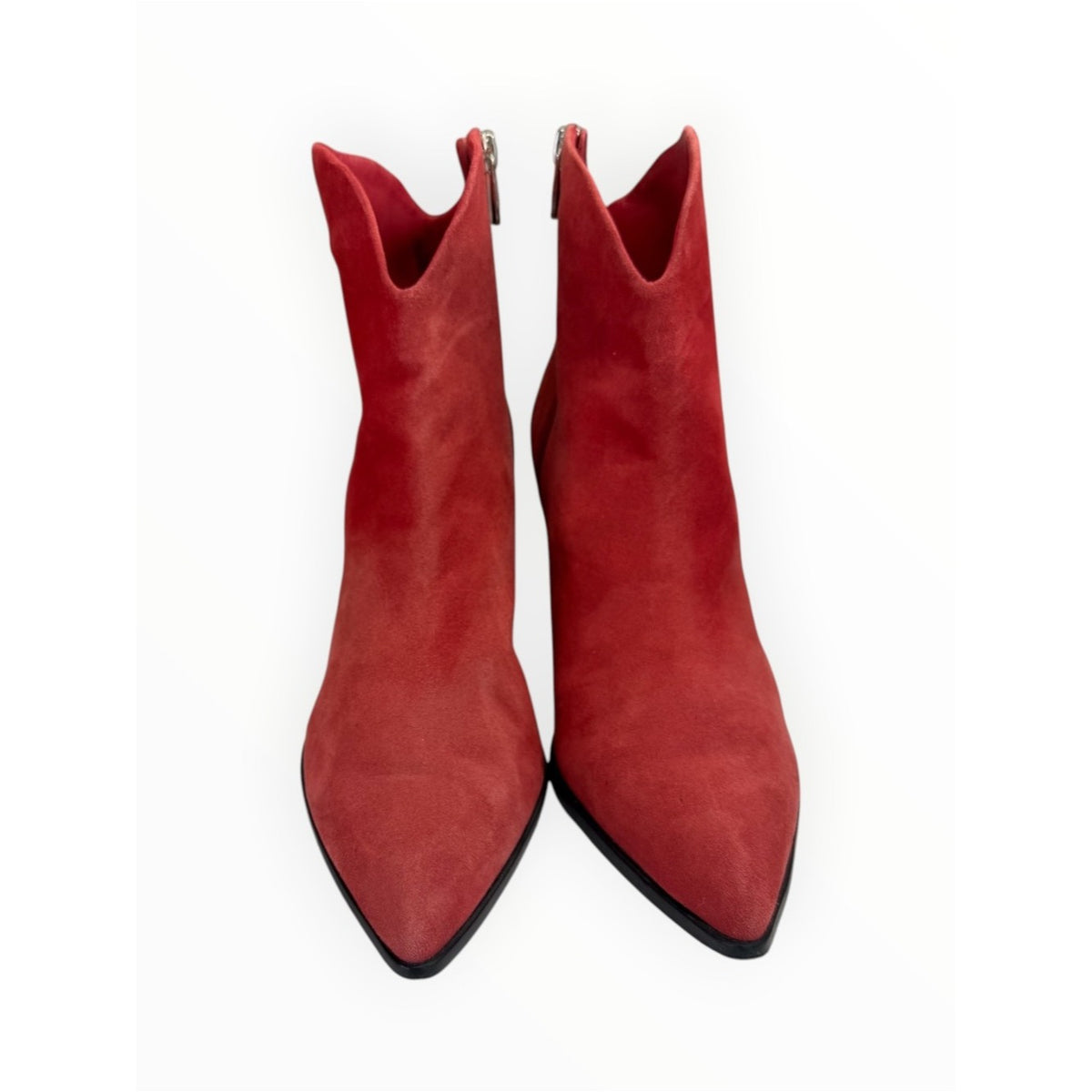 Sigerson Morrison Red Suede Hayleigh Kitten-Heel Bootie Size 39.5