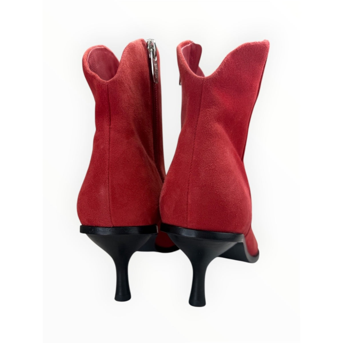 Sigerson Morrison Red Suede Hayleigh Kitten-Heel Bootie Size 39.5
