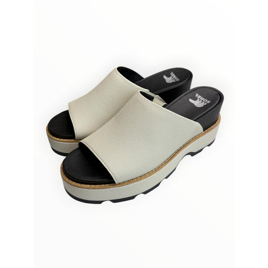 SOREL Chalk/Black Joanie IV Slide Wedge Sandal Size 10