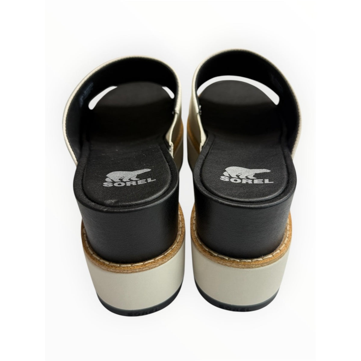 SOREL Chalk/Black Joanie IV Slide Wedge Sandal Size 10