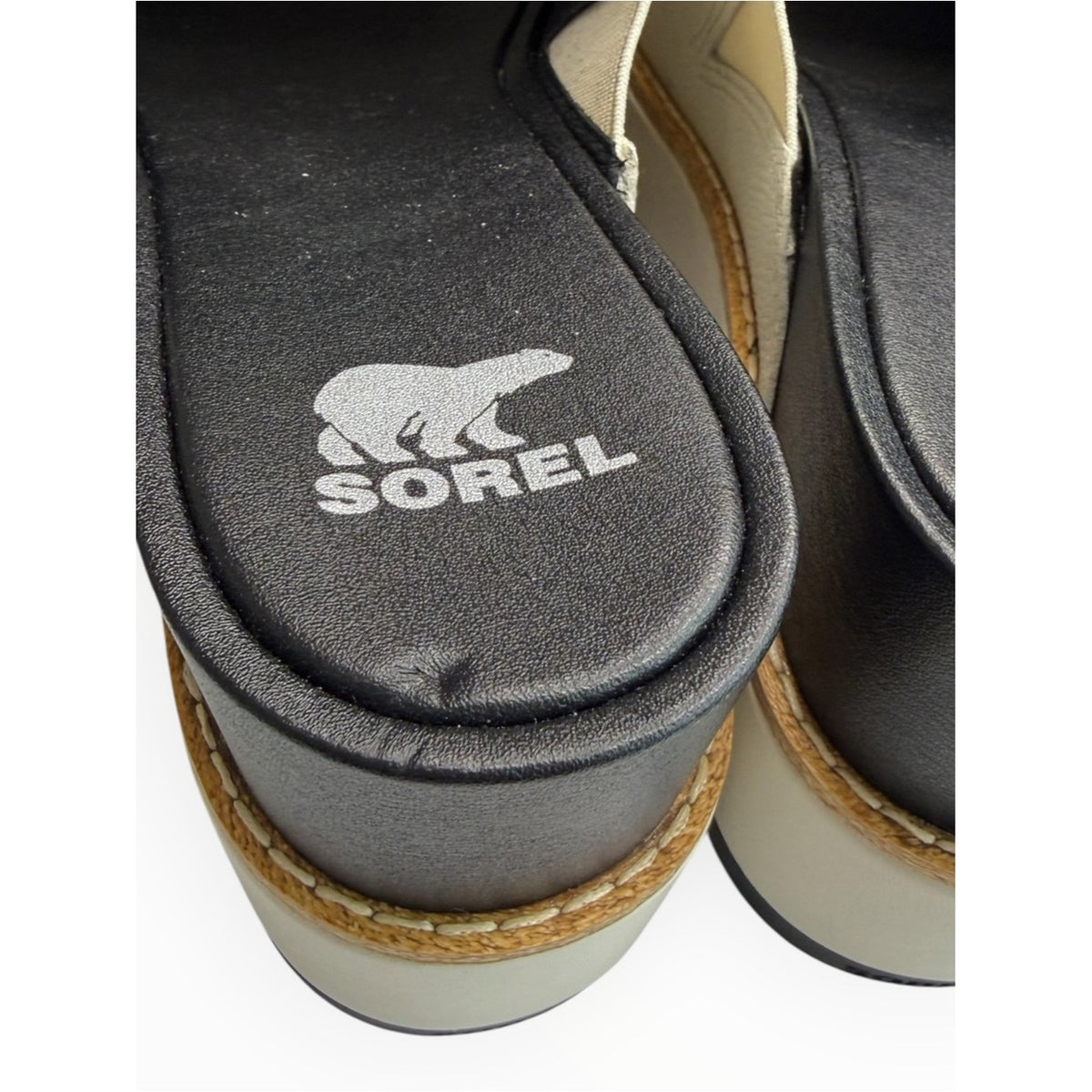 SOREL Chalk/Black Joanie IV Slide Wedge Sandal Size 10