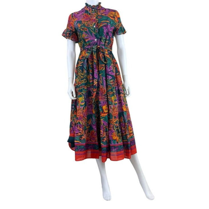 J. Marie Green Floral Asher Maxi Dress Size S