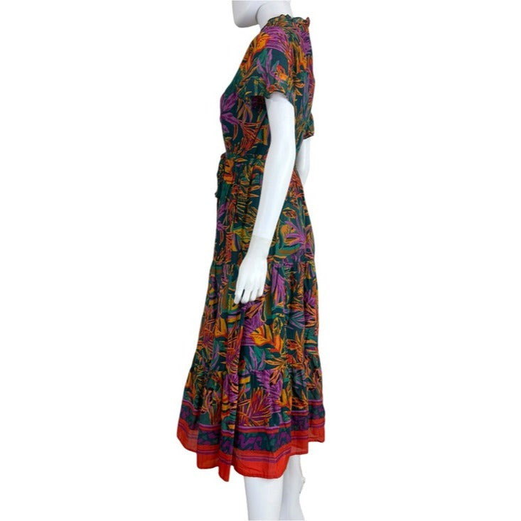 J. Marie Green Floral Asher Maxi Dress Size S