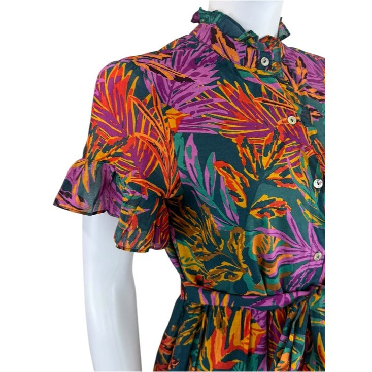 J. Marie Green Floral Asher Maxi Dress Size S