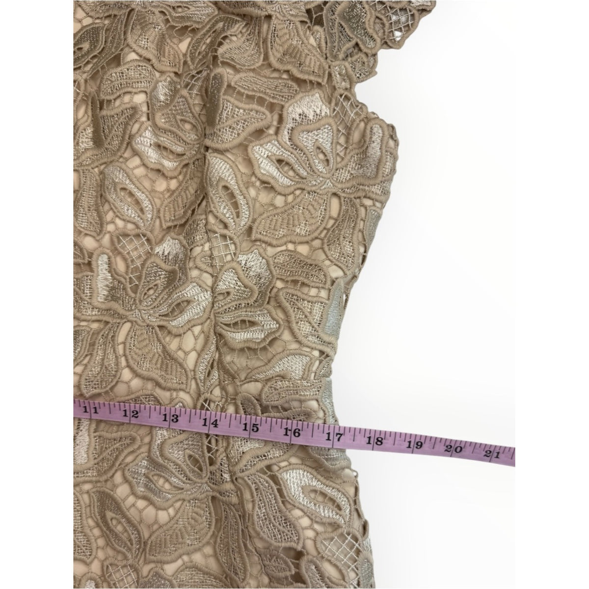 Antonio MELANI Tan Floral Lace Sheath Dress Size 12