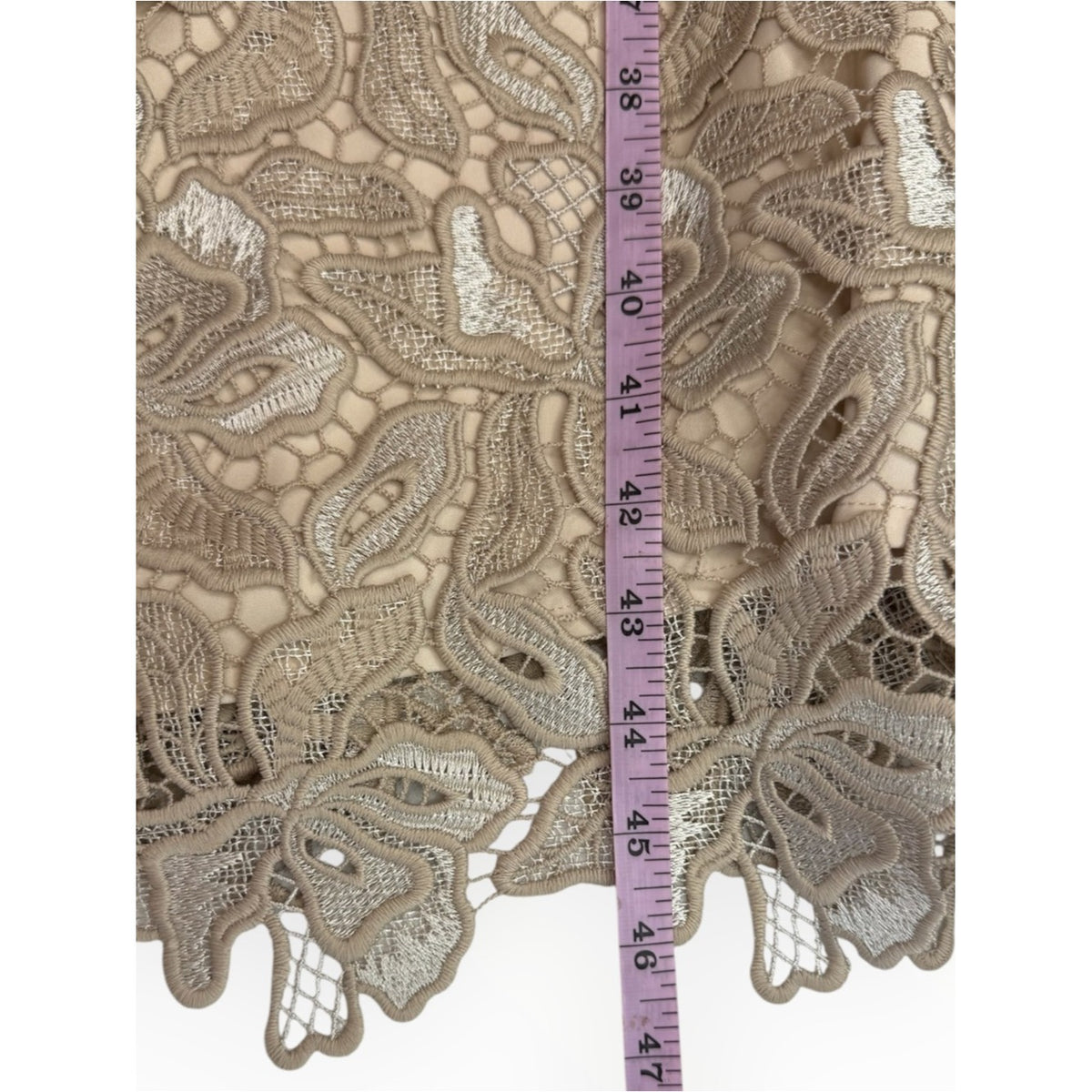 Antonio MELANI Tan Floral Lace Sheath Dress Size 12